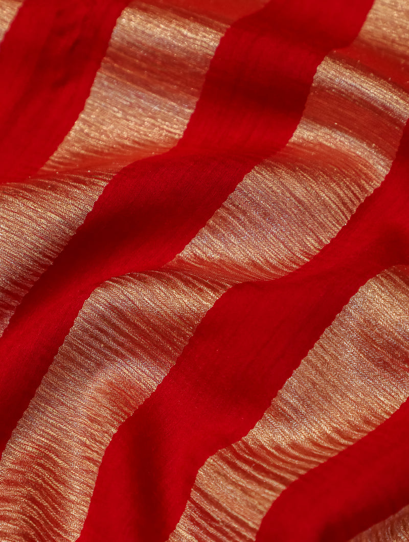 Handwoven Red Banarasi Muslin Silk Saree