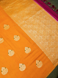 Handwoven Mustard Yellow Banarasi Handloom Silk Saree