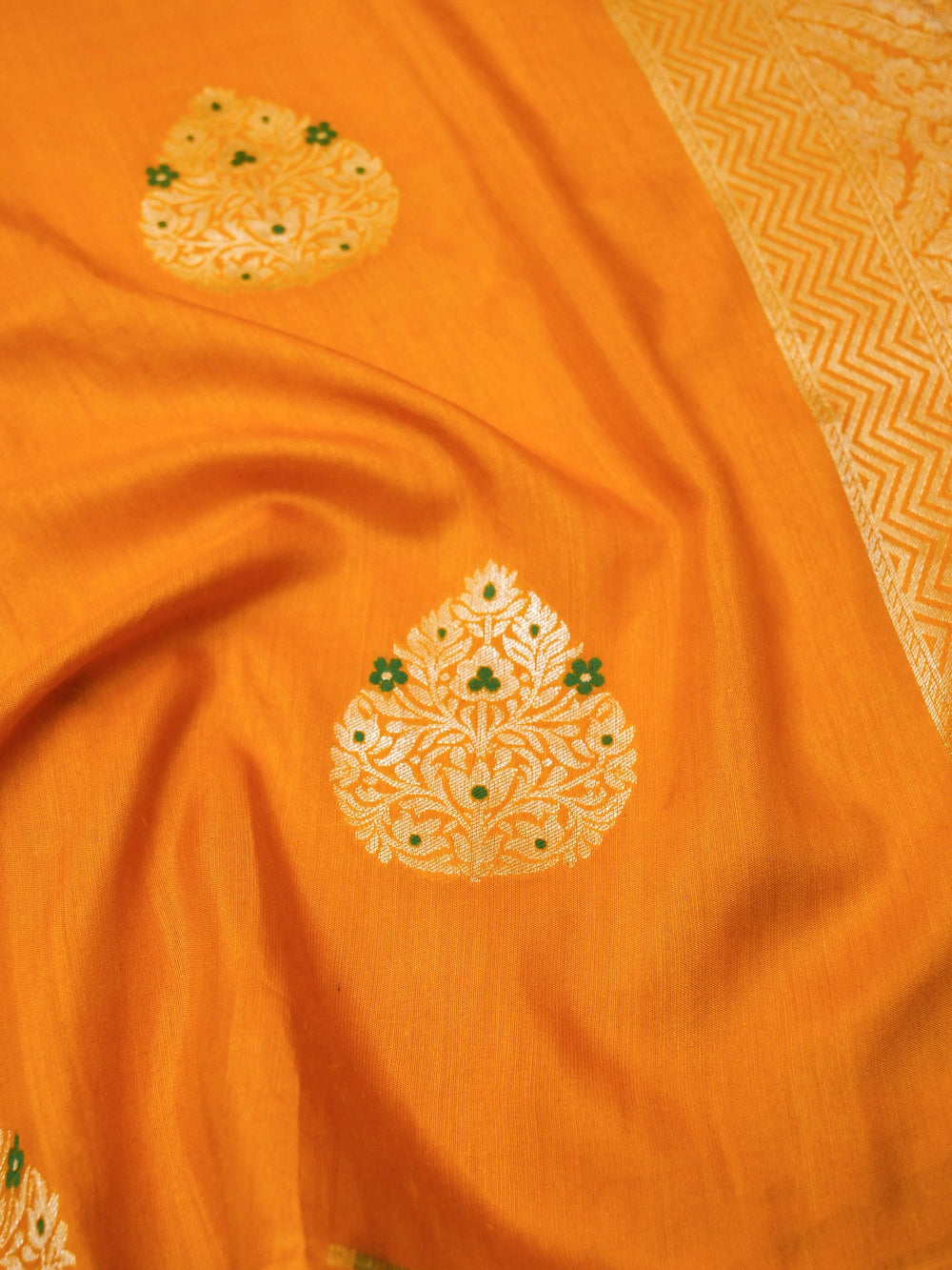 Handwoven Mustard Yellow Banarasi Handloom Silk Saree