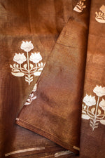 Handwoven Brown Banarasi Tissue Silk Saree