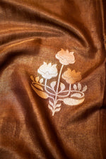 Handwoven Brown Banarasi Tissue Silk Saree