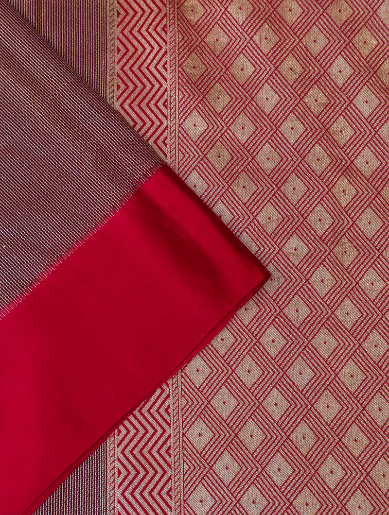 Handwoven Wine Banarasi Handloom Silk Saree