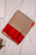Handwoven Golden Red Banarasi Moonga Silk Saree