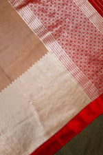 Handwoven Golden Red Banarasi Moonga Silk Saree