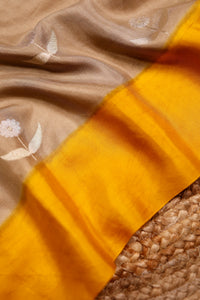 Handwoven Beige Banarasi Moonga Silk Saree