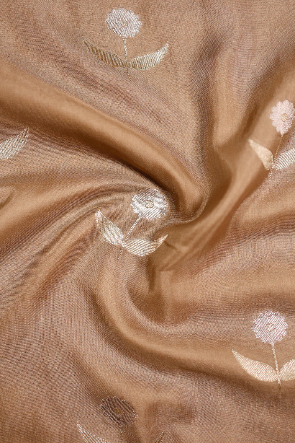 Handwoven Beige Banarasi Moonga Silk Saree