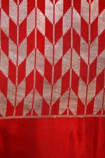 Handwoven Golden Red Banarasi Moonga Silk Saree