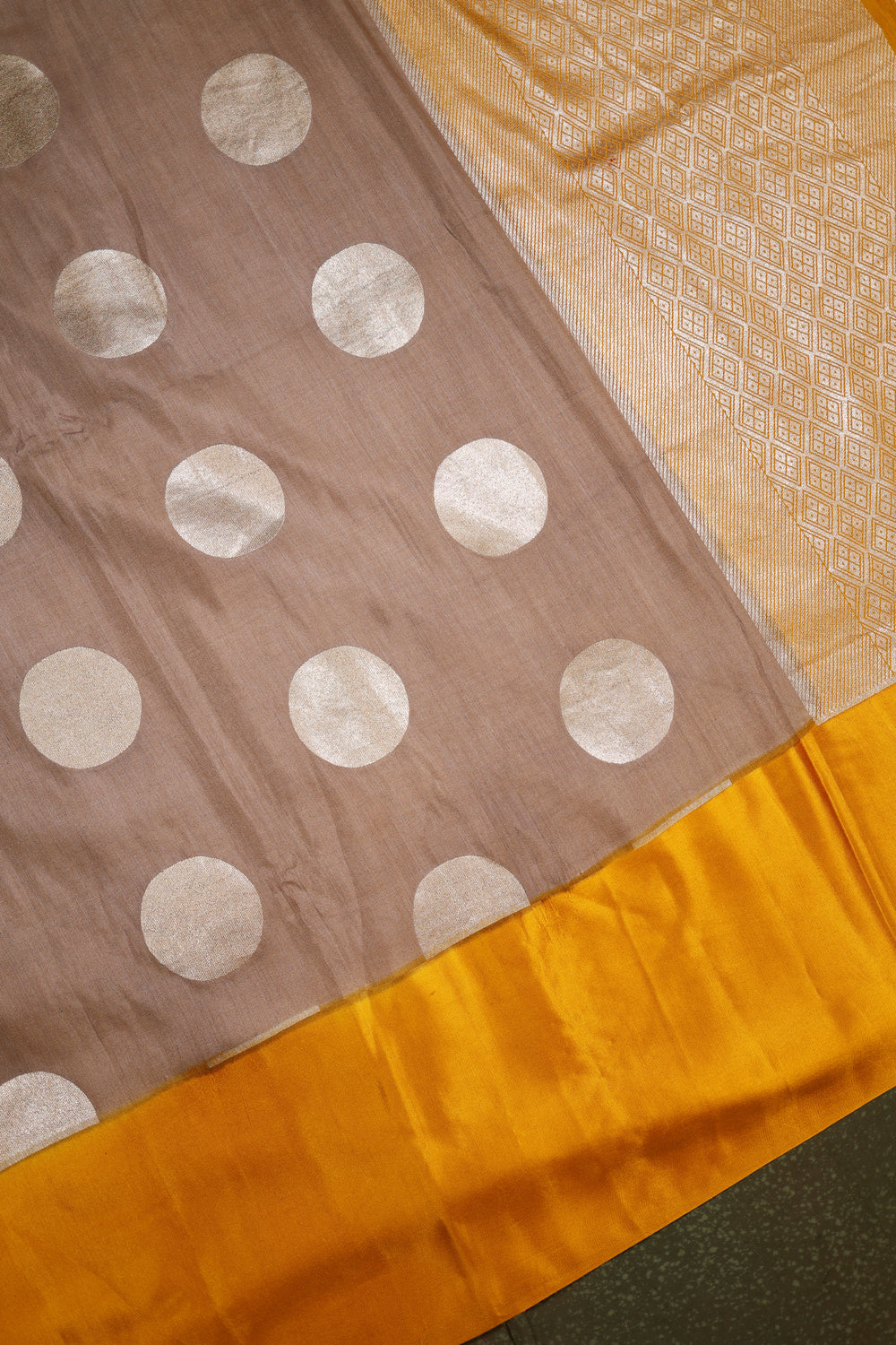 Handwoven Golden Yellow Banarasi Moonga Silk Saree