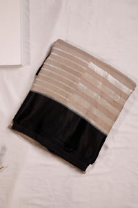 Handwoven Golden Black Banarasi Moonga Silk Saree