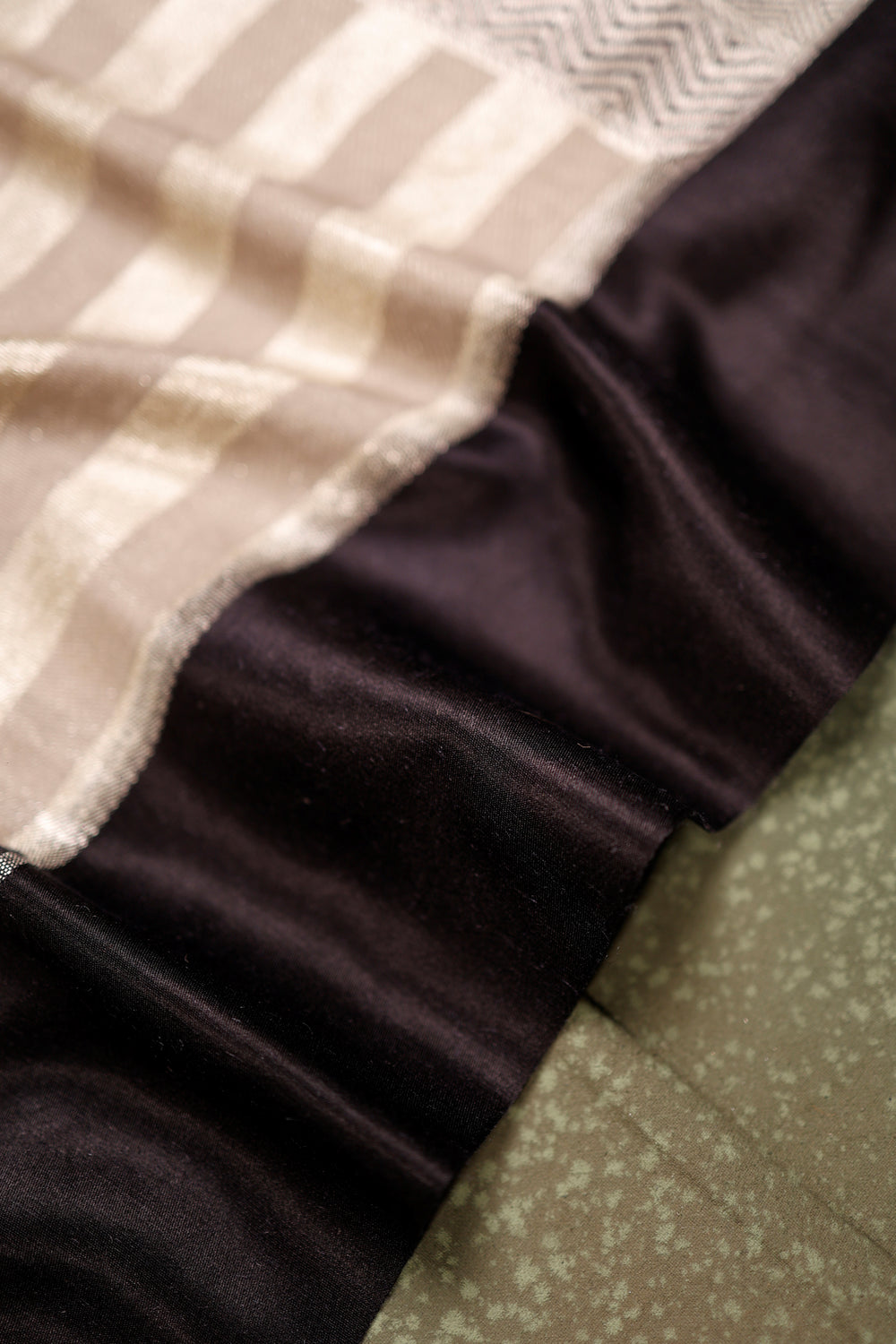 Handwoven Golden Black Banarasi Moonga Silk Saree