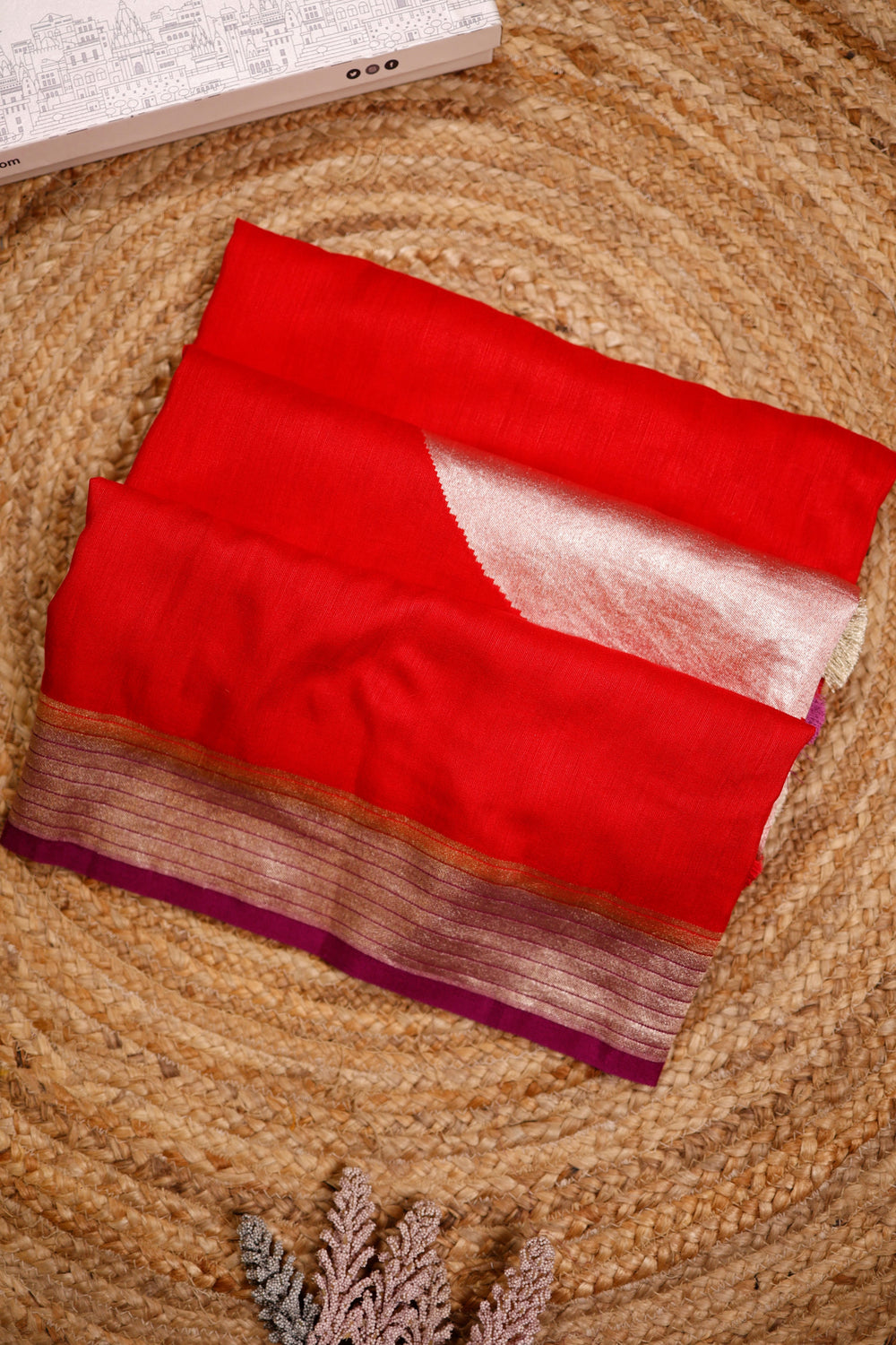 Handwoven Red Banarasi Moonga Silk Saree