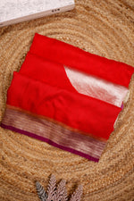 Handwoven Red Banarasi Moonga Silk Saree