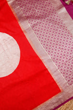 Handwoven Red Banarasi Moonga Silk Saree