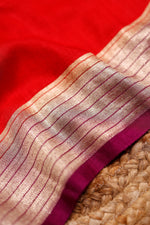 Handwoven Red Banarasi Moonga Silk Saree