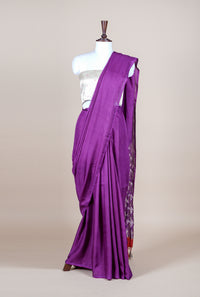 Handwoven Dark Purple Banarasi Handloom Silk Saree