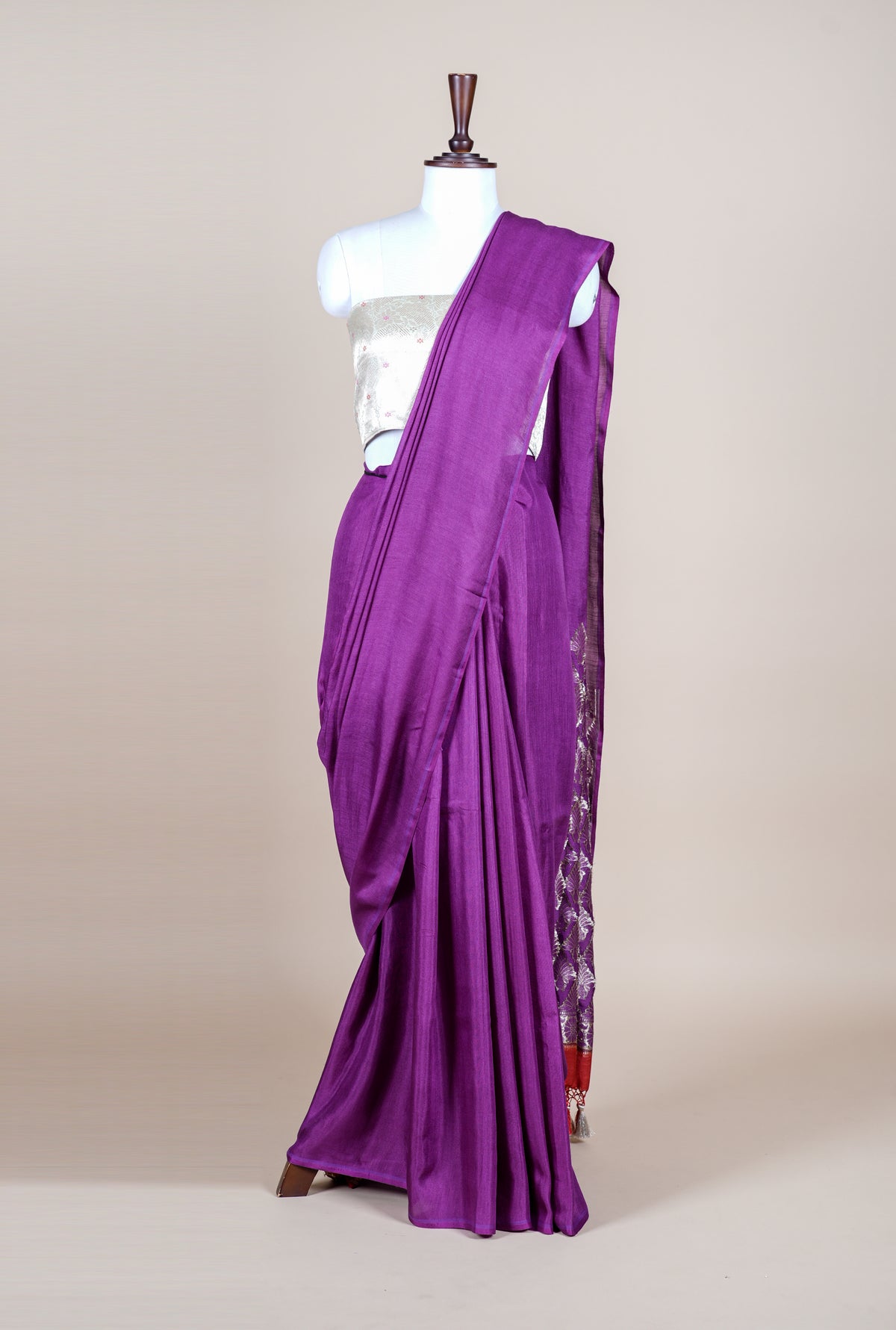 Handwoven Dark Purple Banarasi Handloom Silk Saree