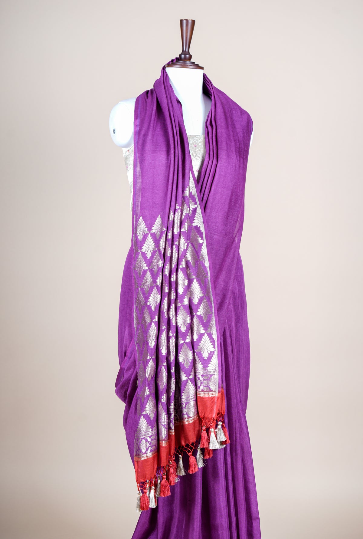 Handwoven Dark Purple Banarasi Handloom Silk Saree