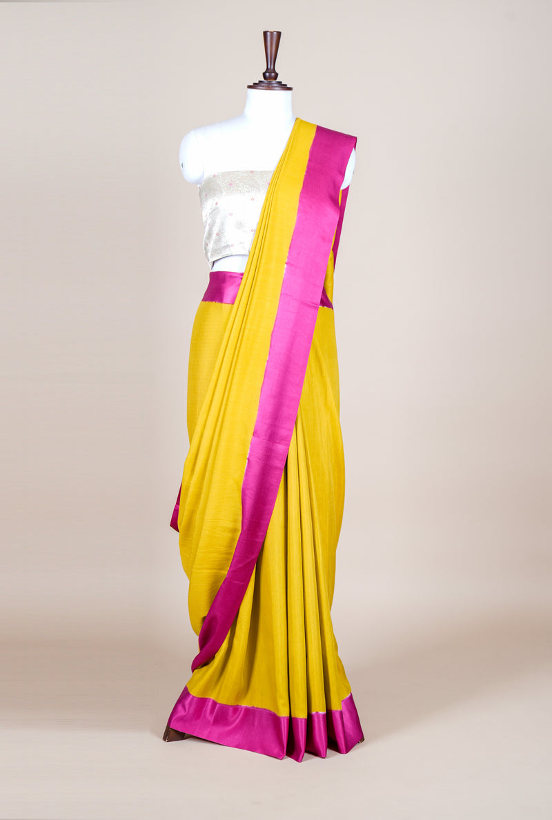 Handwoven Mustard Yellow Banarasi Handloom Silk Saree