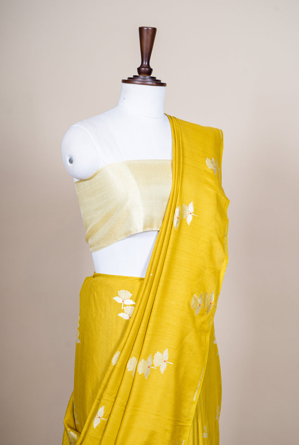 Handwoven Mustard Yellow Banarasi Handloom Silk Saree