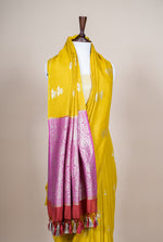 Handwoven Mustard Yellow Banarasi Handloom Silk Saree