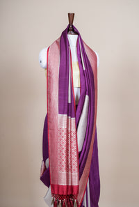 Handwoven Dark Purple Banarasi Handloom Silk Saree