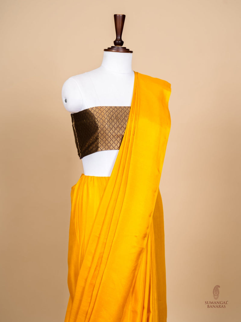 Handwoven Yellow Banarasi Moonga Soft Silk Saree