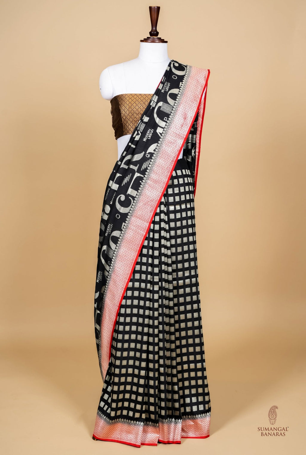 Handwoven Black Banarasi Moonga Silk Saree