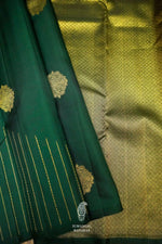 Handwoven Bottle Green Kanjivaram Katan Silk Saree