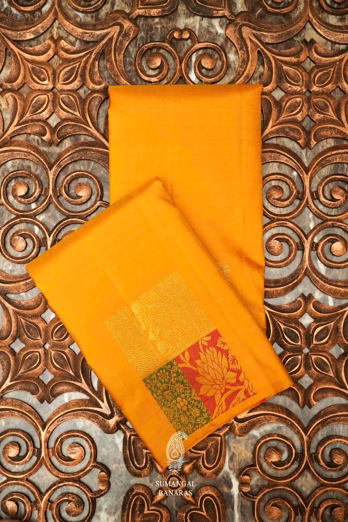 Handwoven Mustard Kanjivaram Katan Silk Saree
