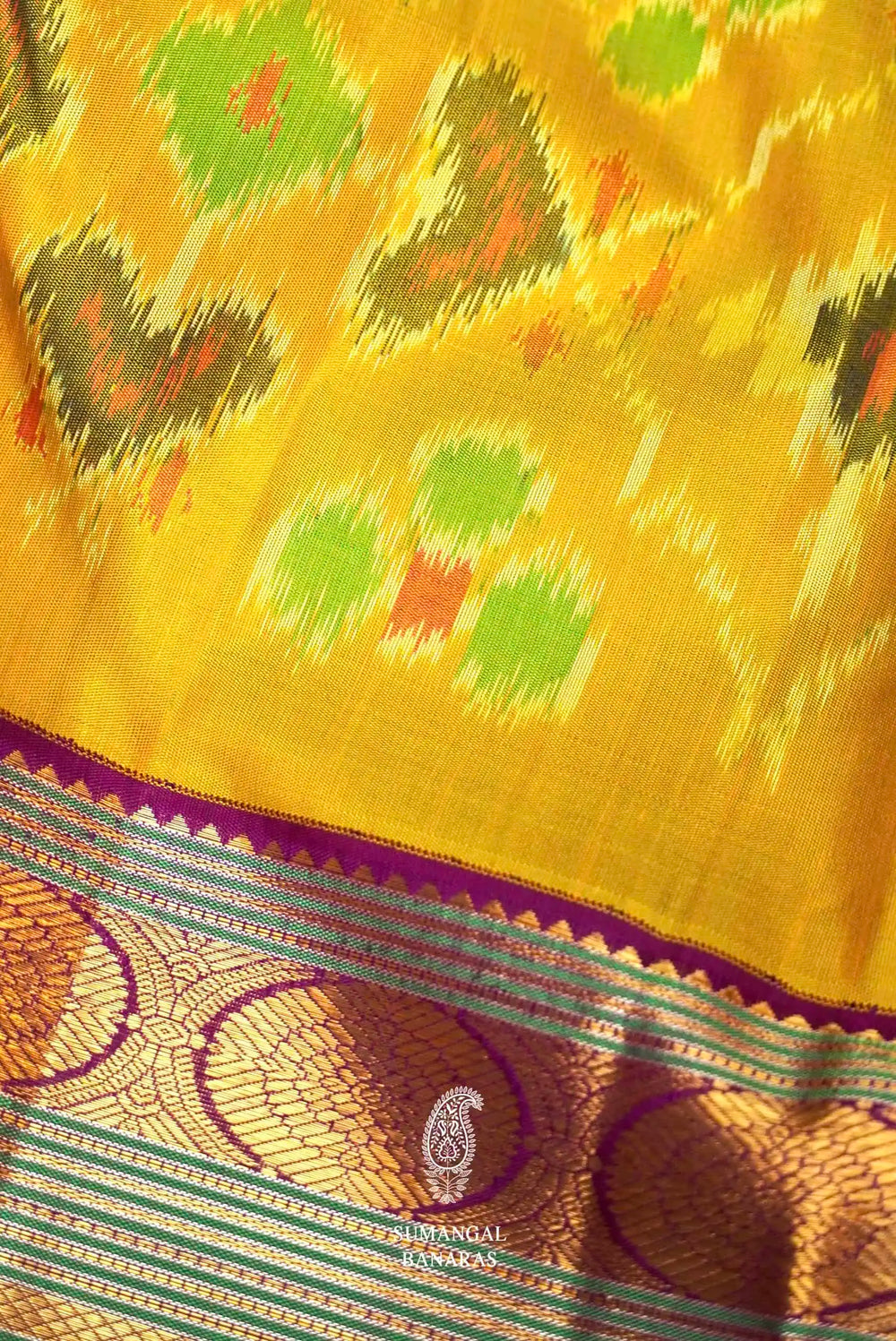 Handwoven Yellow Patola Katan Silk Saree