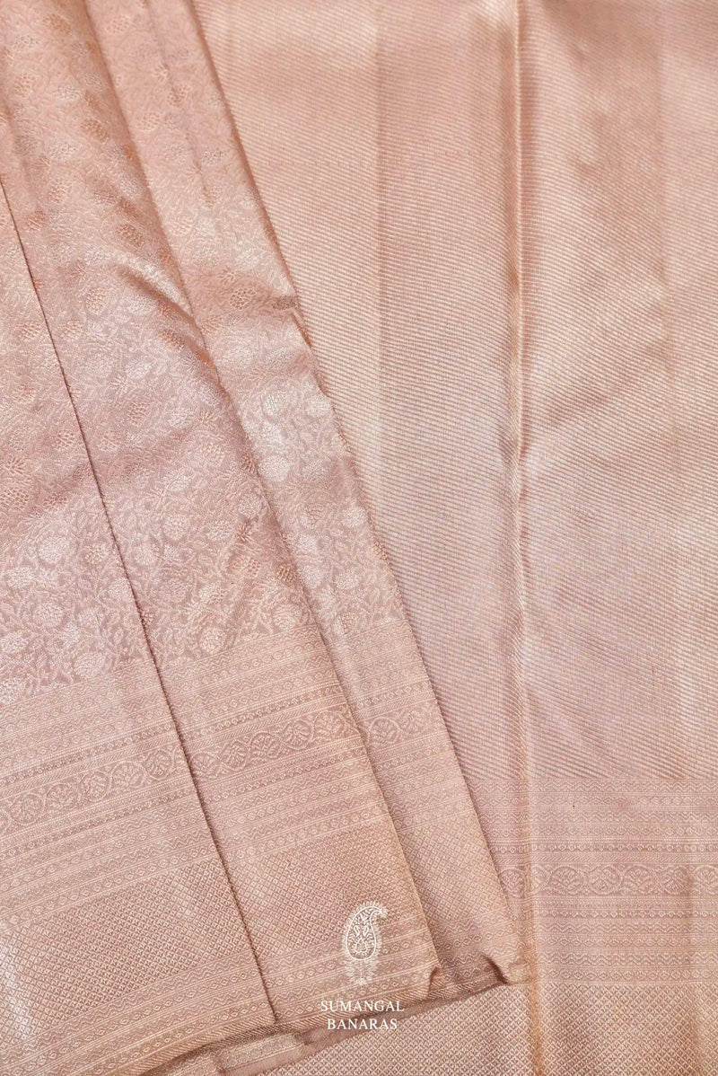 Handwoven Peach  Banarasi Pada Katan Silk Saree