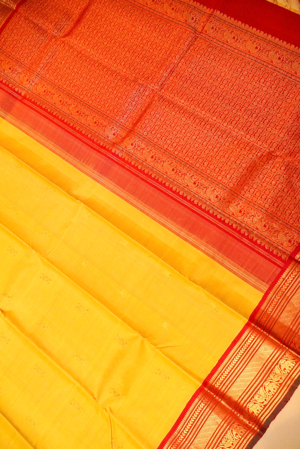 Handwoven Yellow Banarasi Kanjivaram Silk Saree