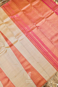Handwoven Cream Kanjivaram Katan Silk Saree