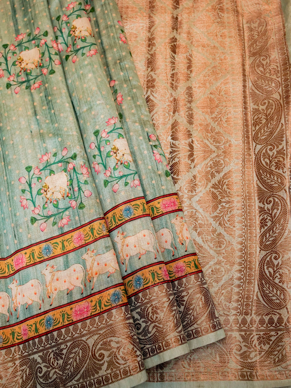 Banarasi Aqua Green Blended Chanderi Silk Saree