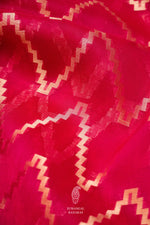 Handwoven Rani Pink Kora Organza Banarsi Silk Saree