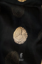 Handwoven Black Kora Organza Banarsi Silk Saree