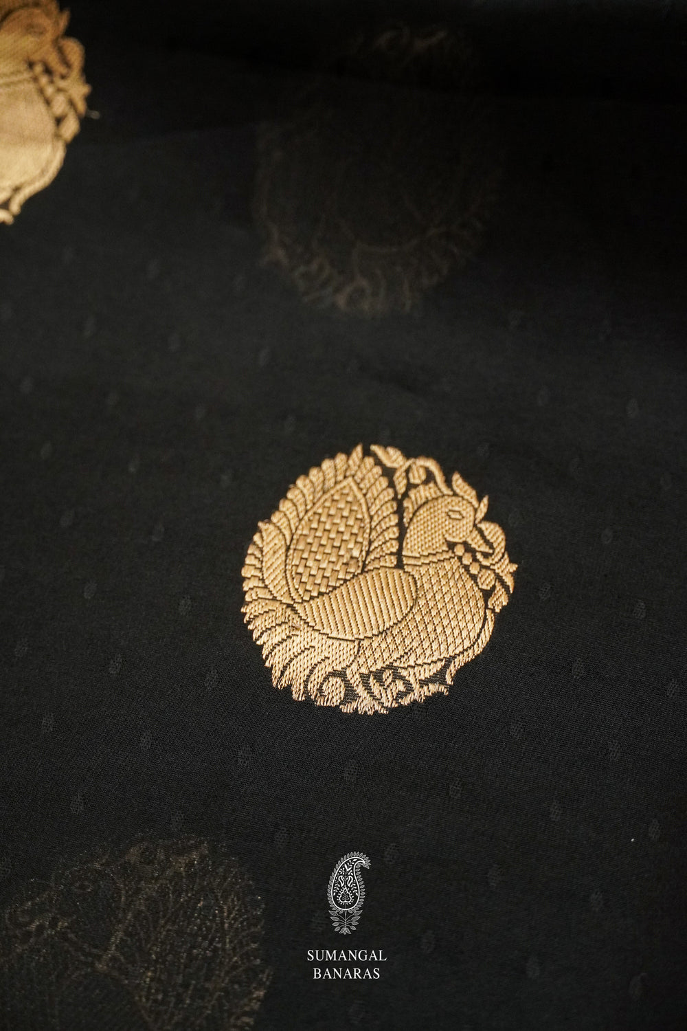 Handwoven Black Kora Organza Banarsi Silk Saree