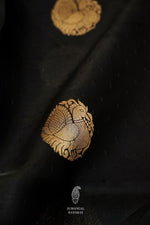 Handwoven Black Kora Organza Banarsi Silk Saree