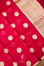Handwoven Hot Pink Kora Organza Banarsi Silk Saree