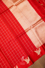 Handwoven Ruby Red Katan Silk Banarsi Saree