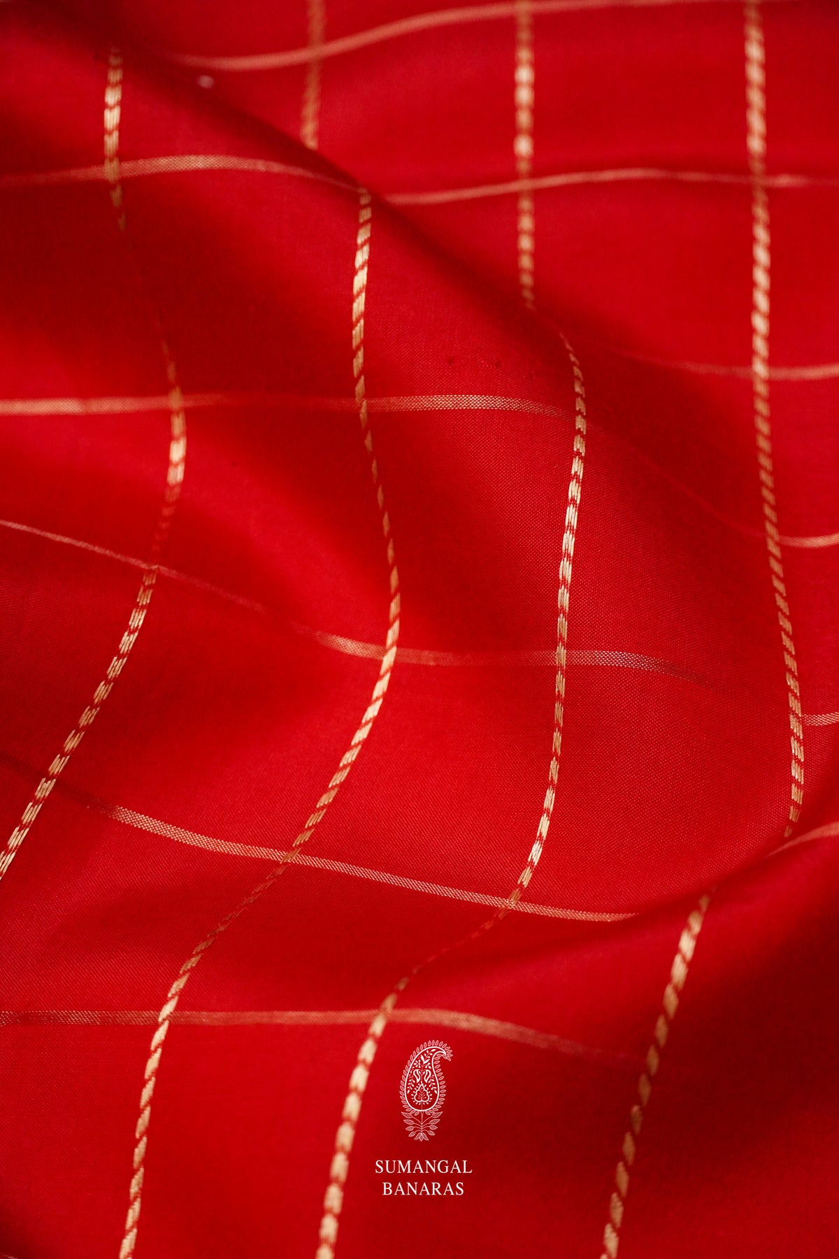 Handwoven Ruby Red Katan Silk Banarsi Saree