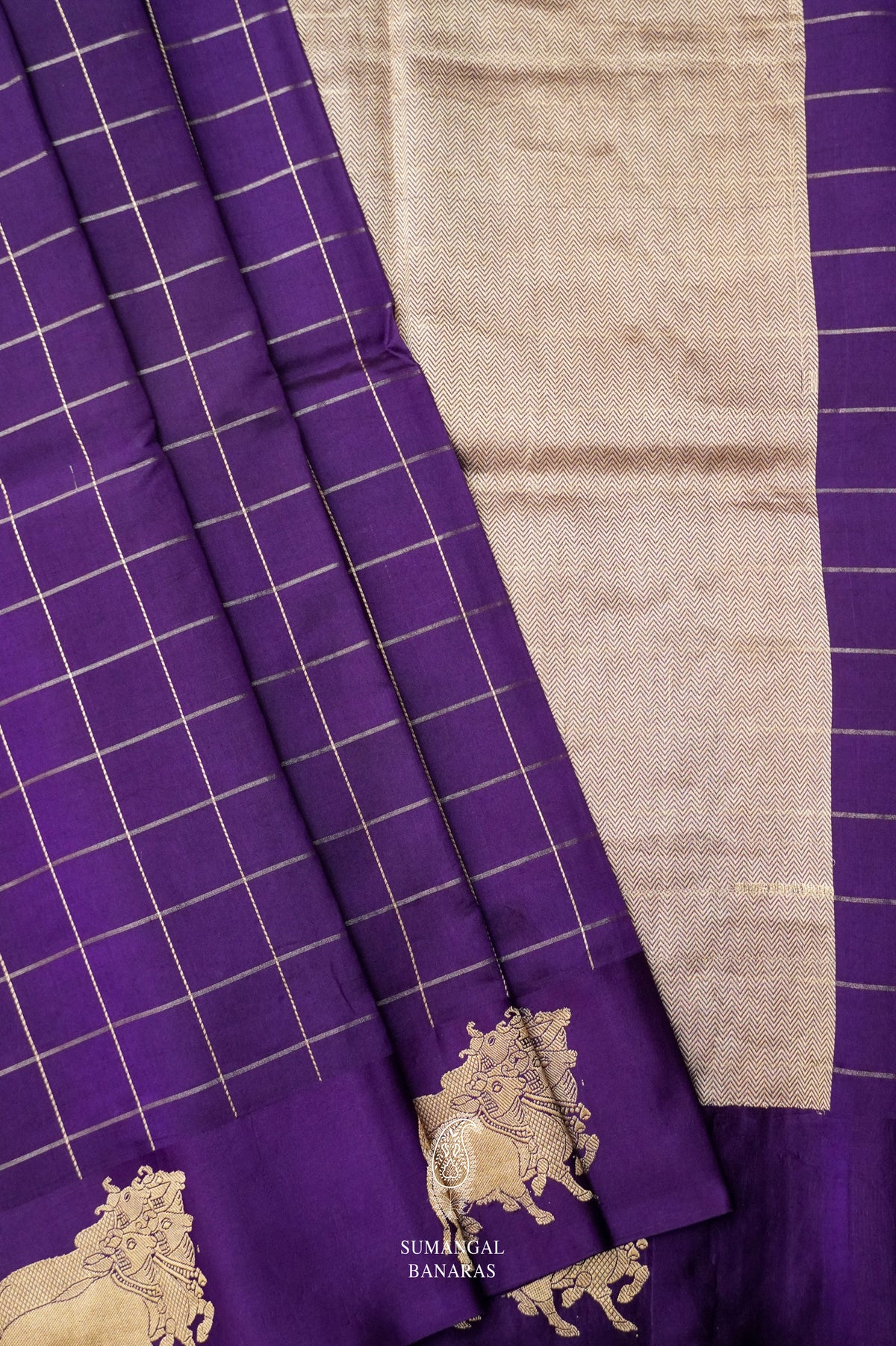 Handwoven Melange Purple Katan Silk Banarsi Saree