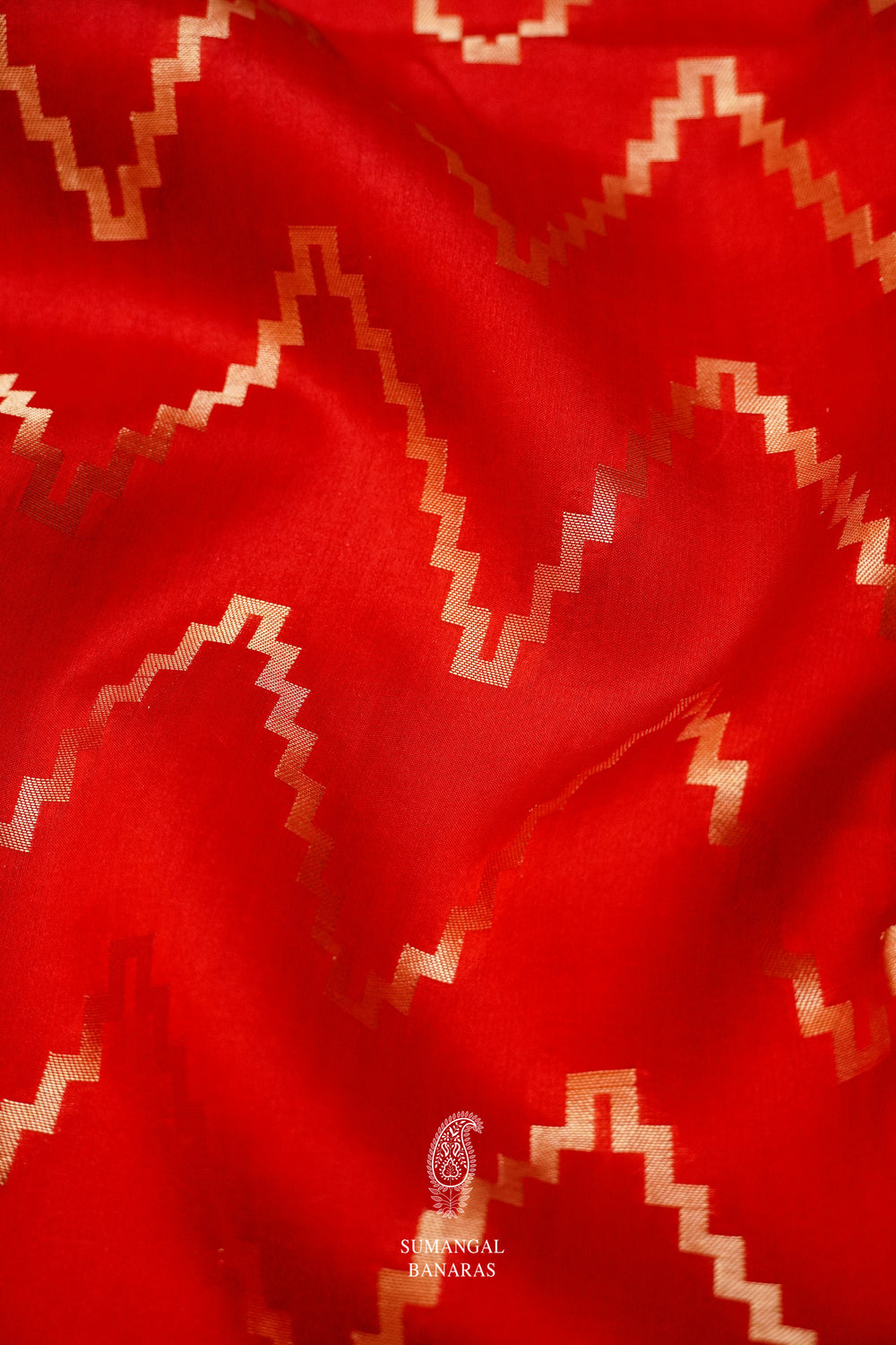 Handwoven Rusty Red Katan Silk Banarsi Saree