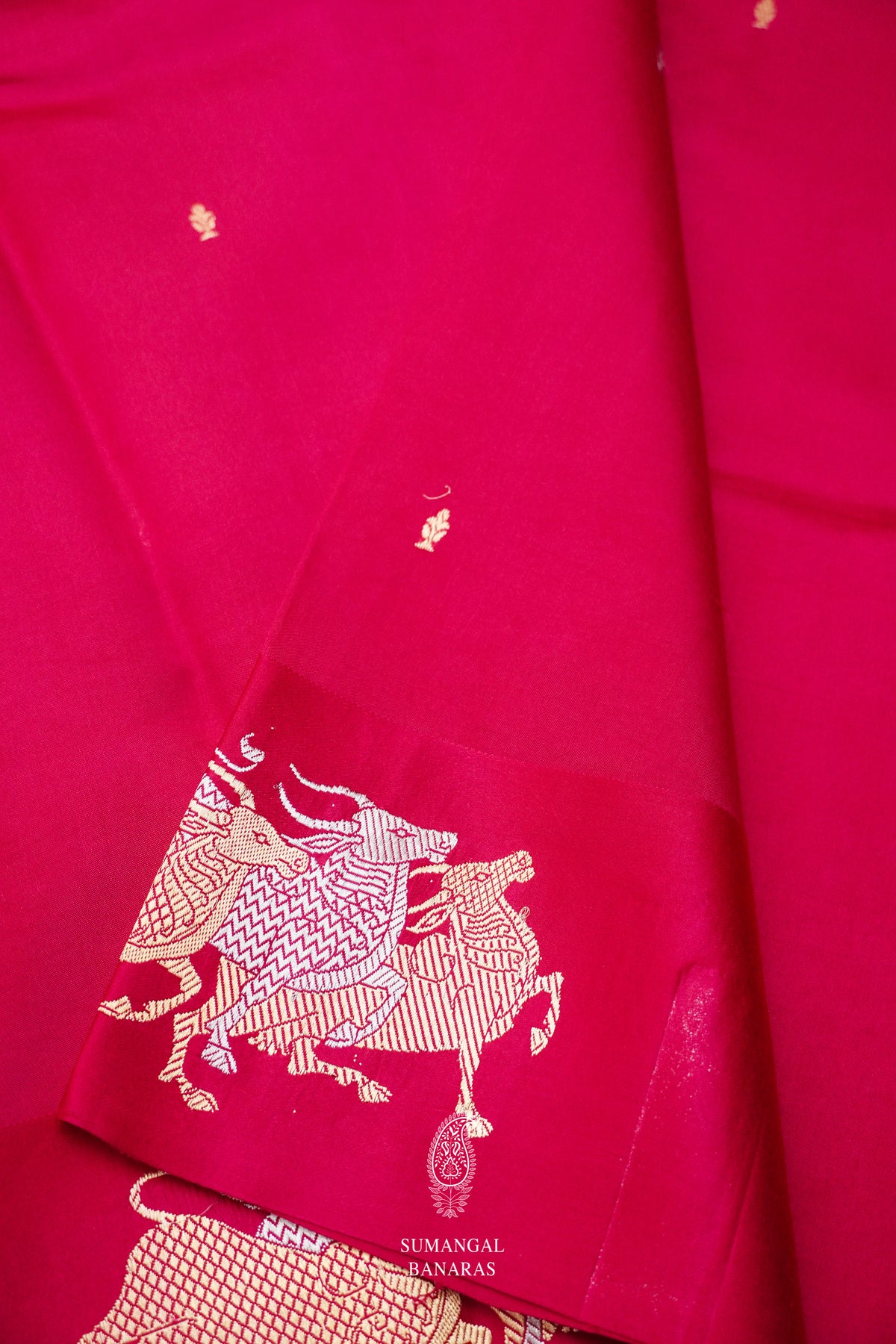 Handwoven Ruby Pink Katan Silk Banarsi Saree