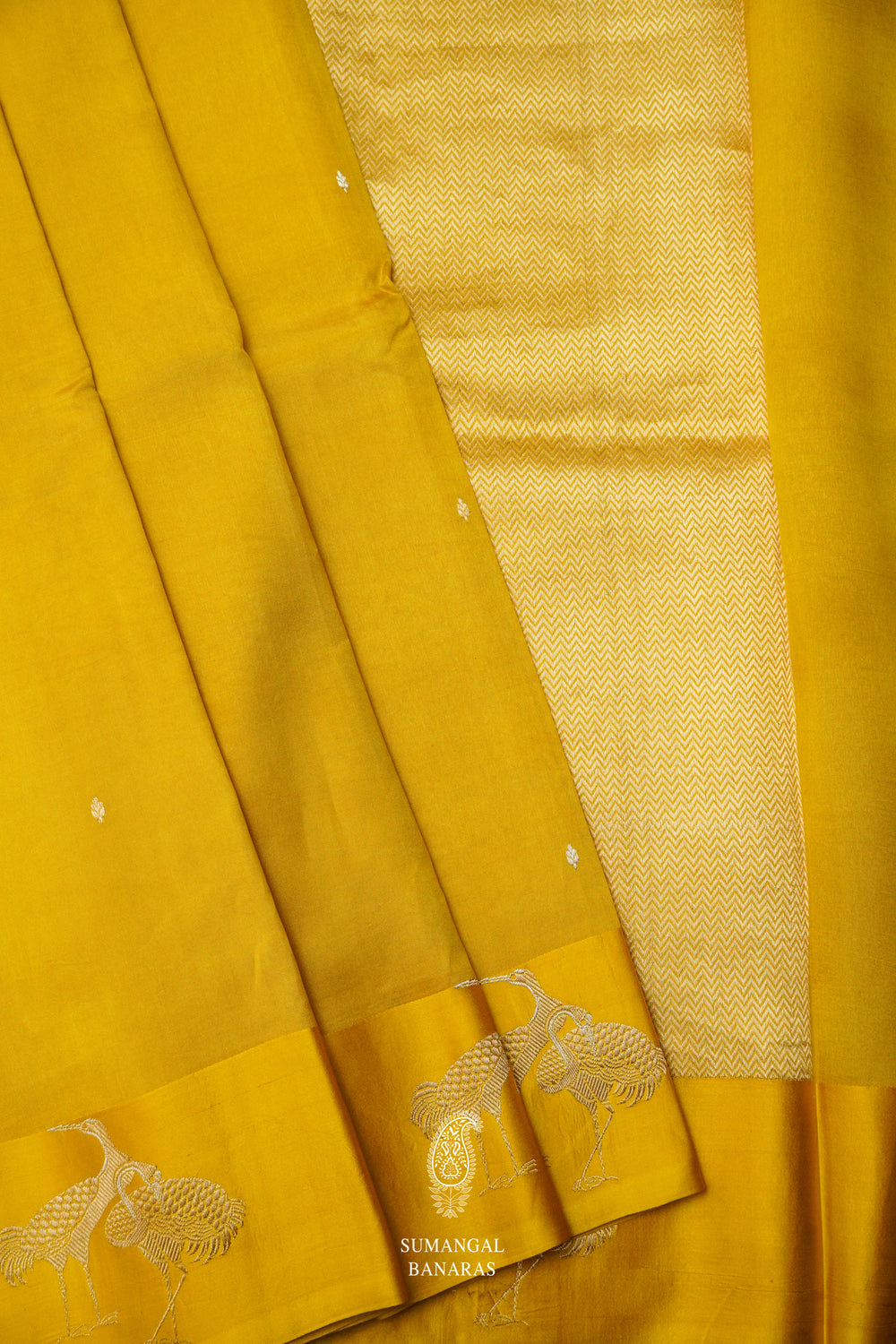 Handwoven Sunshine Yellow Katan Silk Banarsi Saree