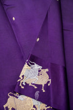 Handwoven Stone Purple Katan Silk Banarsi Saree