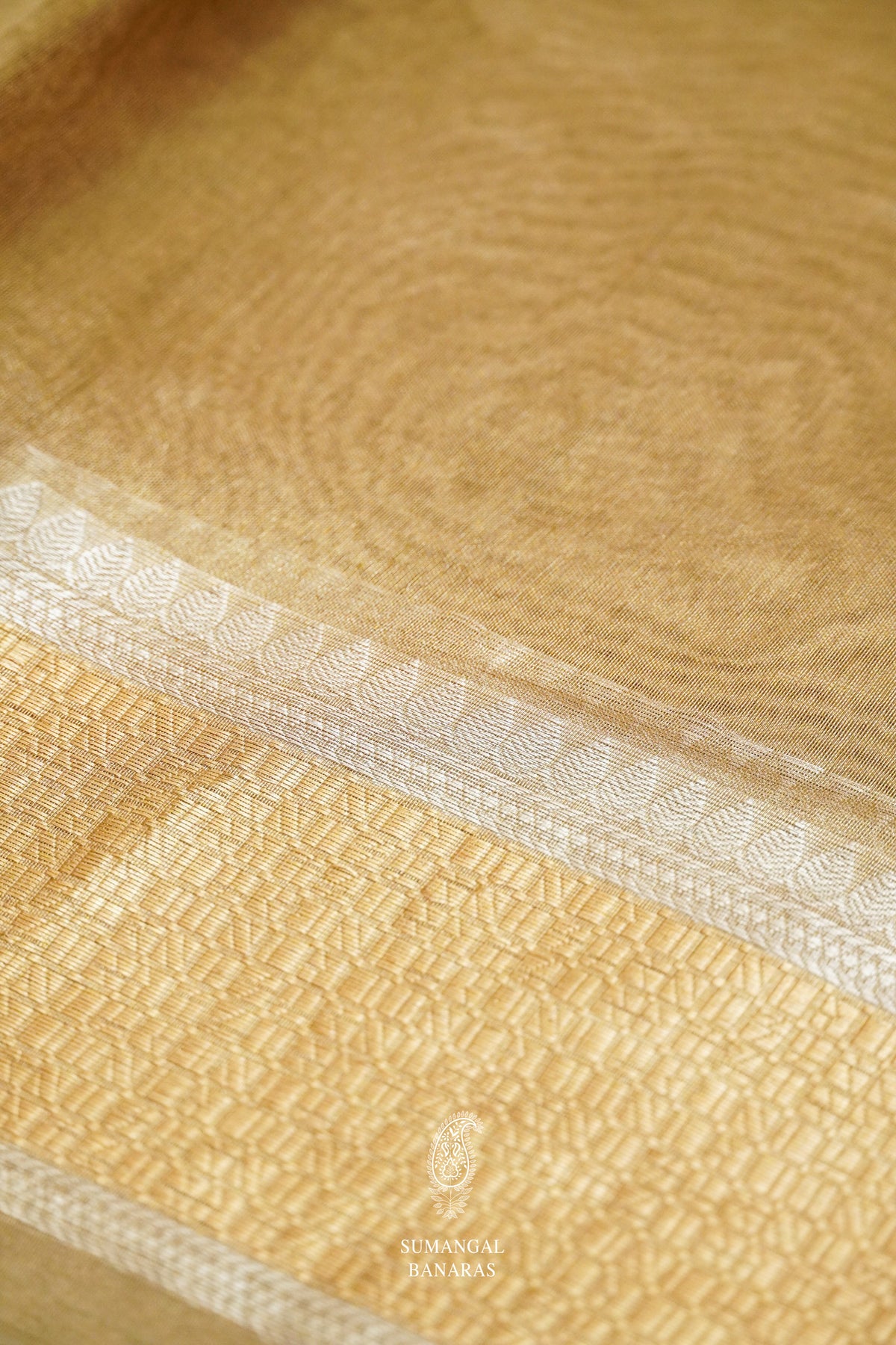Handwoven Glow Gold Banarsi Tissue Silk Saree