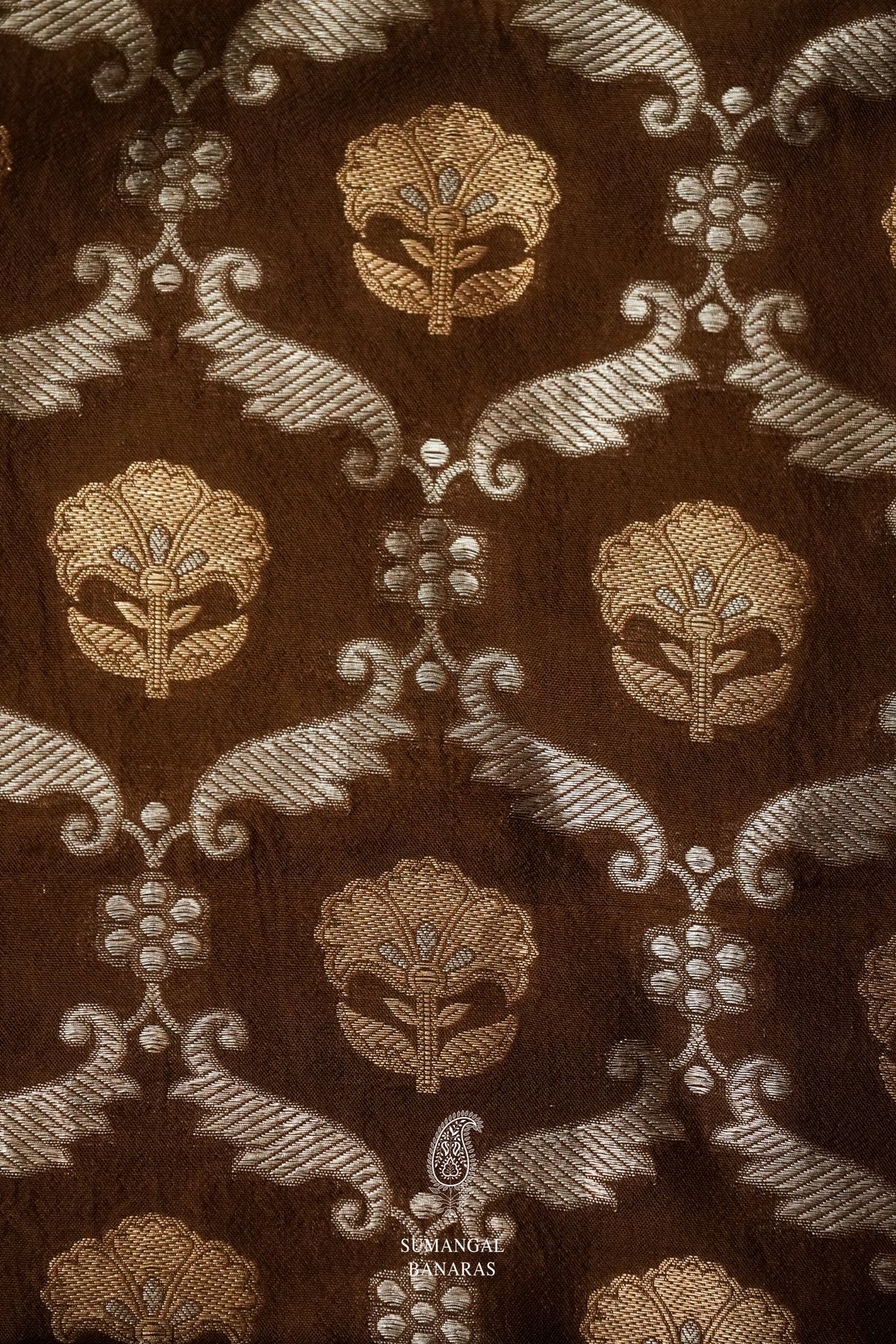 Handwoven Glow Gold Banarsi Tissue Silk Saree