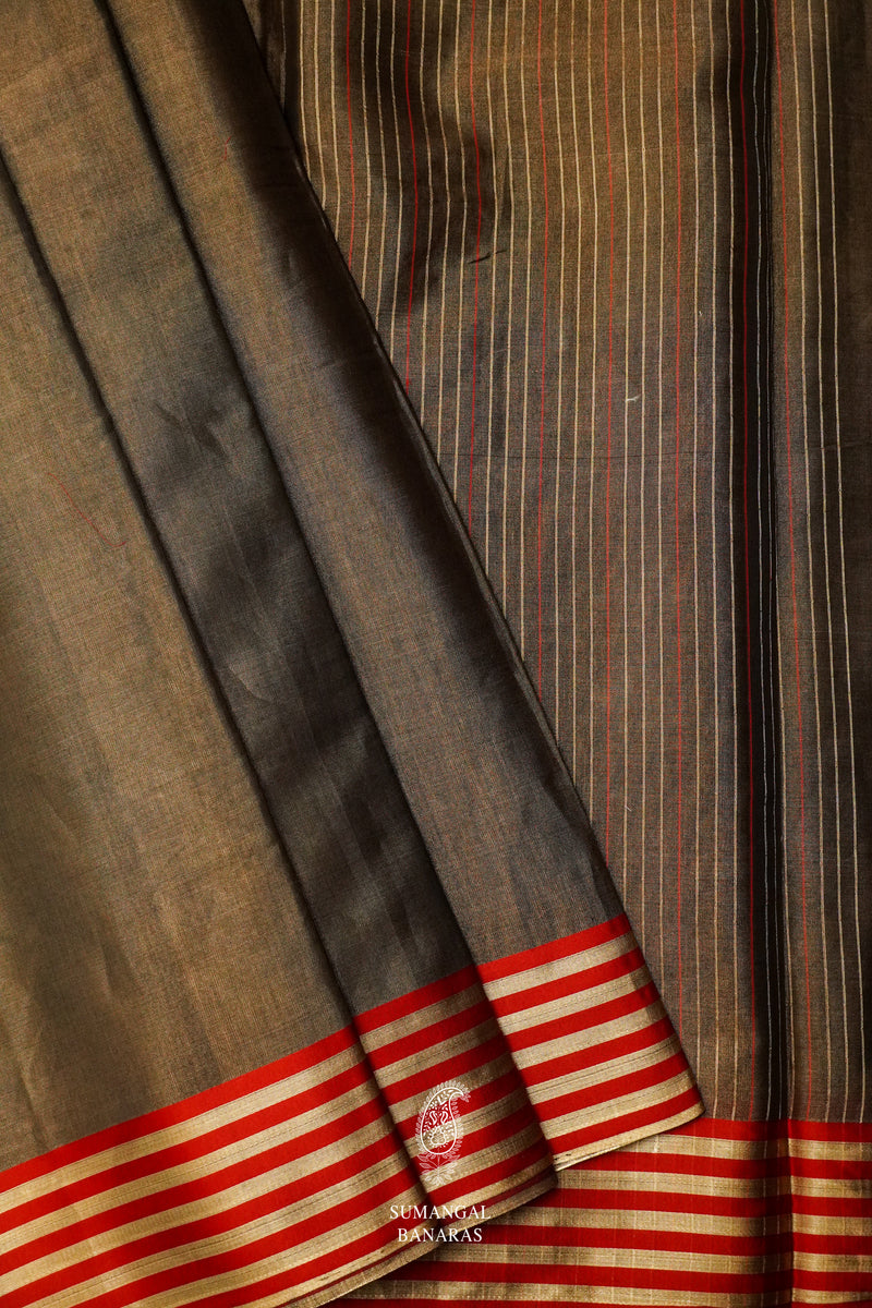 Handwoven Bronze Copper Banarsi Tissue Silk Saree