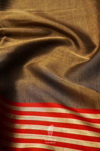 Handwoven Bronze Copper Banarsi Tissue Silk Saree